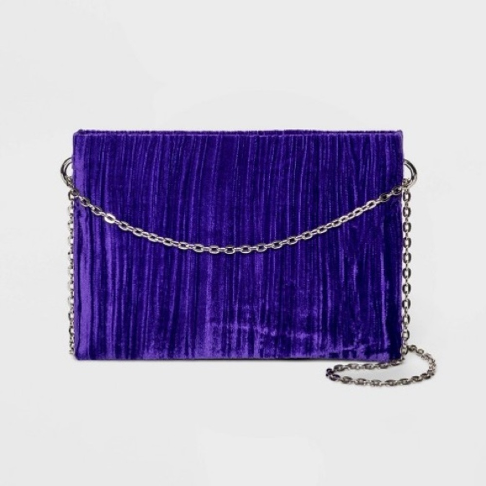 Velvet Ruched Bag w/ Silver Details